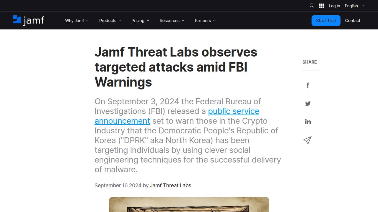 Thumbnail for Jamf Threat Labs Observes Targeted Attacks Amid FBI Warnings