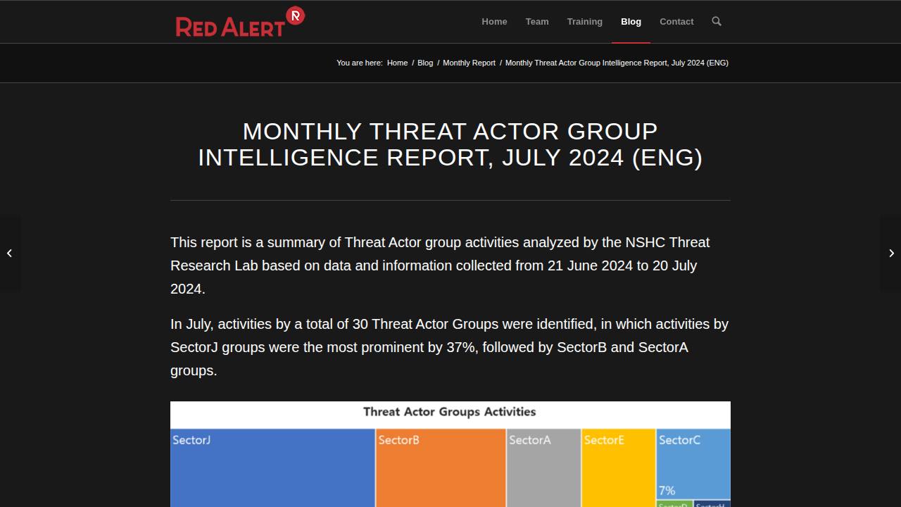 Thumbnail for Monthly Threat Actor Group Intelligence Report, July 2024 (ENG)