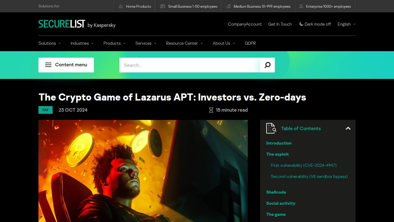 Thumbnail for Lazarus APT steals cryptocurrency and user data via a decoy MOBA game