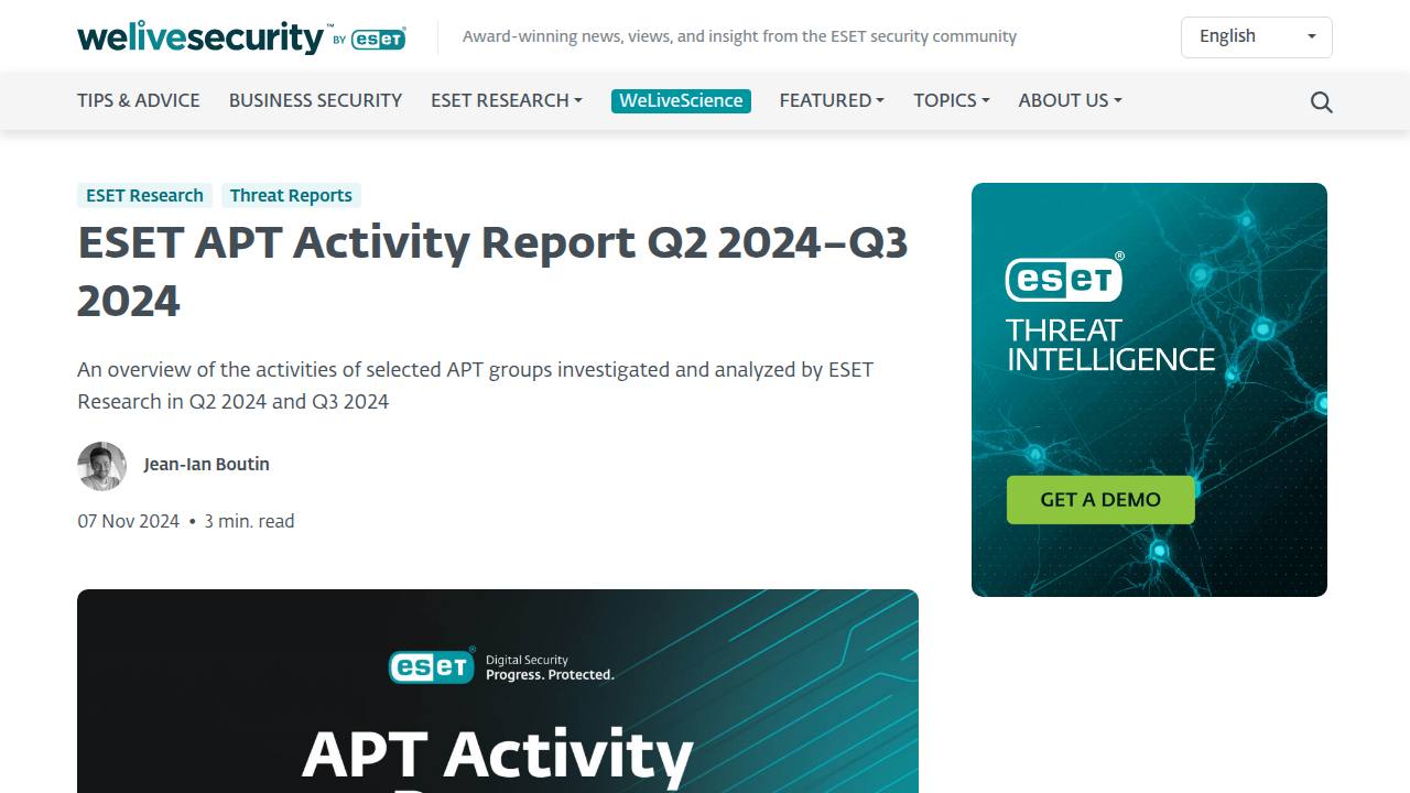 Thumbnail for ESET APT Activity Report Q2 2024–Q3 2024