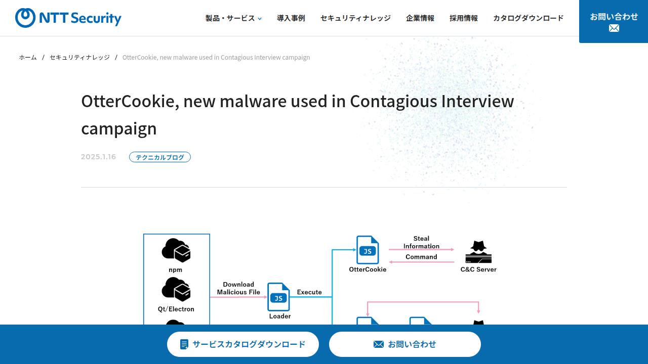 Thumbnail for OtterCookie, new malware used in Contagious Interview campaign
