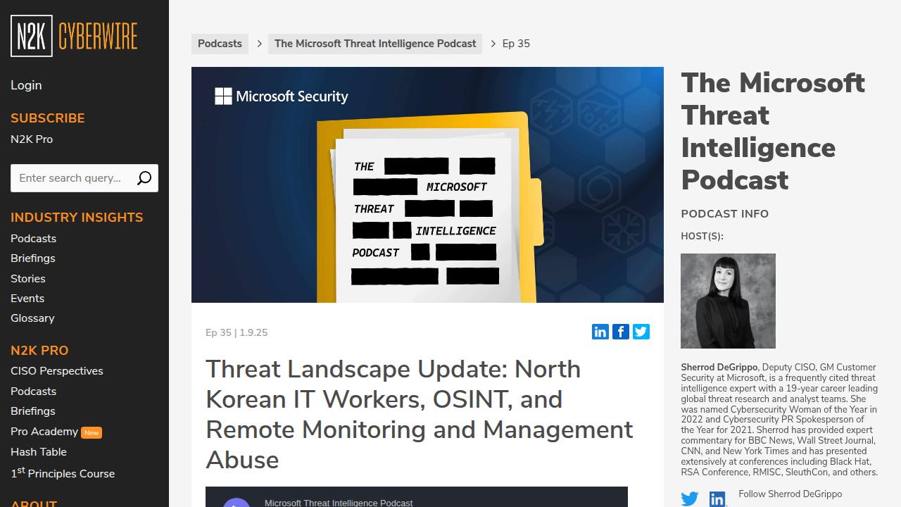 Thumbnail for Threat Landscape Update: North Korean IT Workers, OSINT, and Remote Monitoring and Management Abuse
