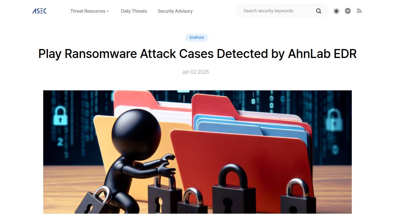 Thumbnail for Play Ransomware Attack Cases Detected by AhnLab EDR