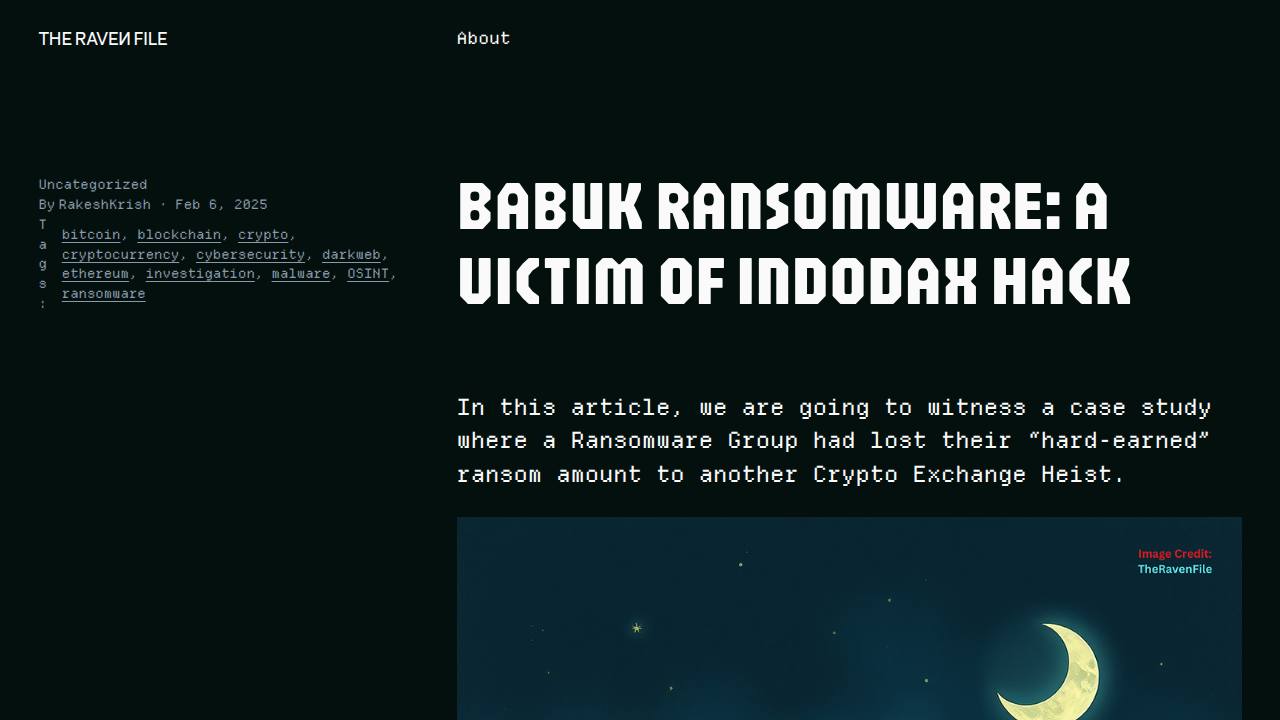 Thumbnail for BABUK RANSOMWARE: A VICTIM OF INDODAX HACK