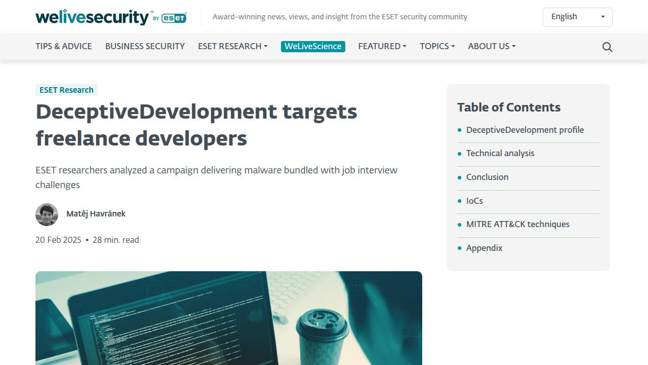 Thumbnail for DeceptiveDevelopment targets freelance developers