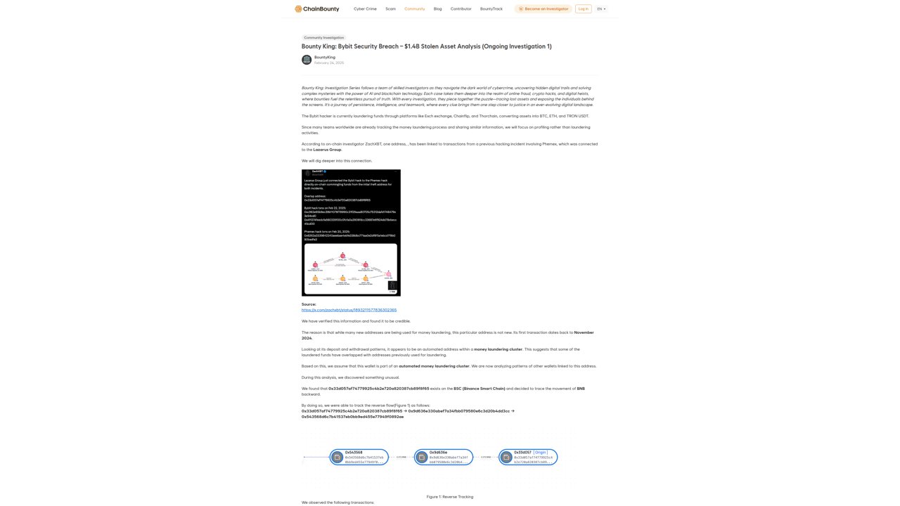 Thumbnail for Bybit Security Breach – $1.4B Stolen Asset Analysis (Ongoing Investigation 1)