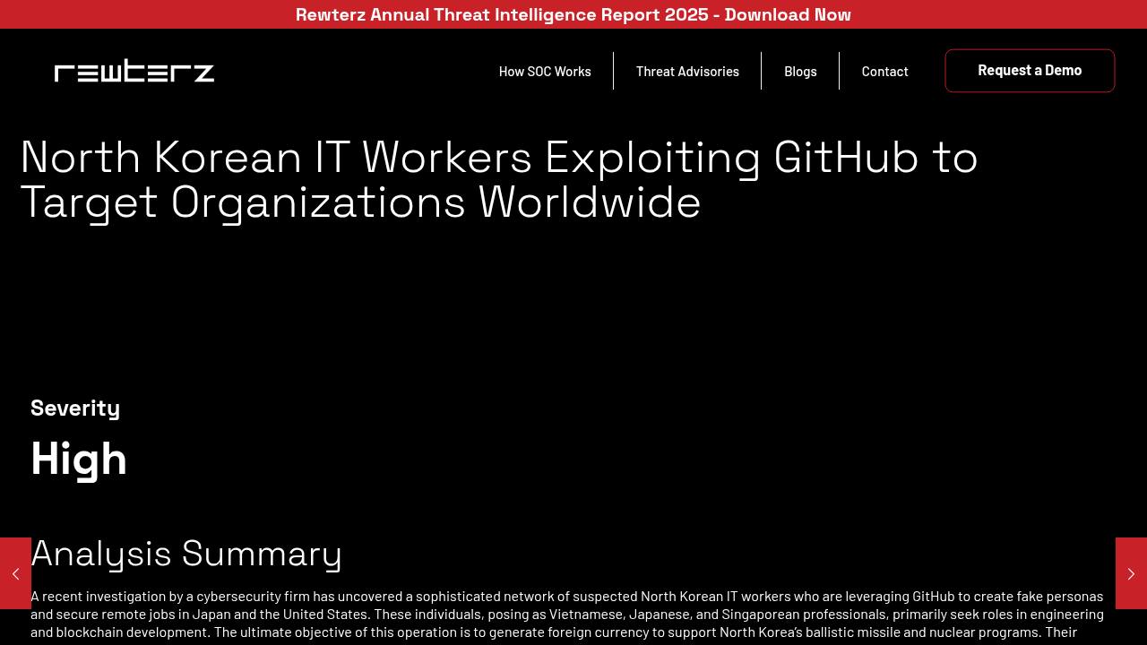 Thumbnail for North Korean IT Workers Exploiting GitHub to Target Organizations Worldwide