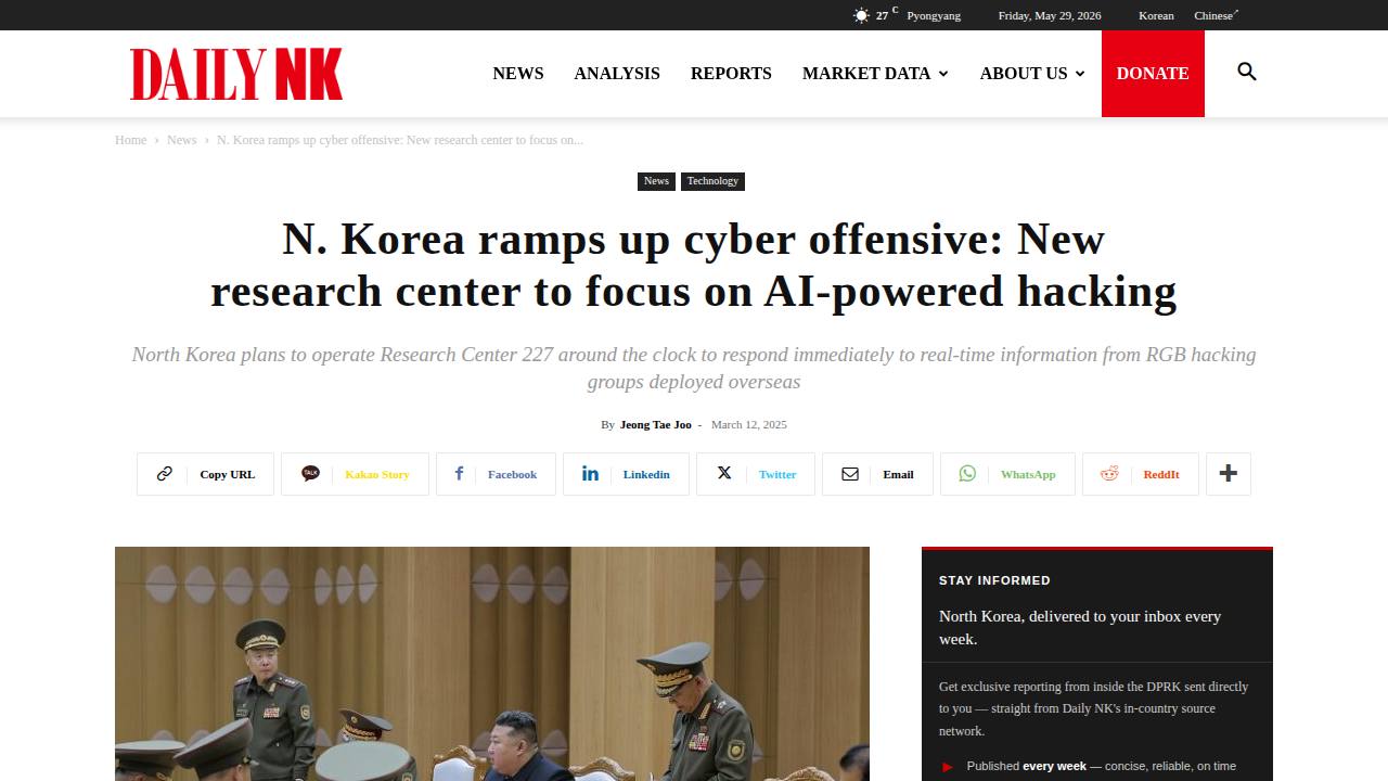 Thumbnail for N. Korea ramps up cyber offensive: New research center to focus on AI-powered hacking
