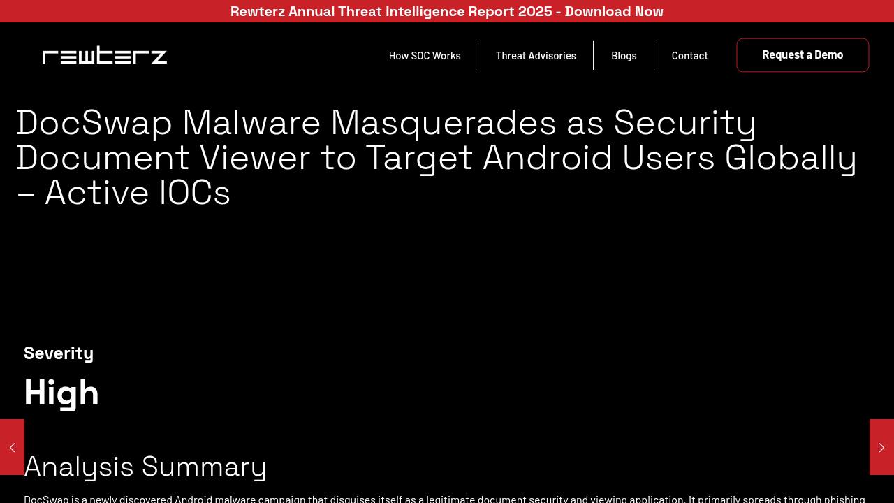 Thumbnail for DocSwap Malware Masquerades as Security Document Viewer to Target Android Users Globally – Active IOCs