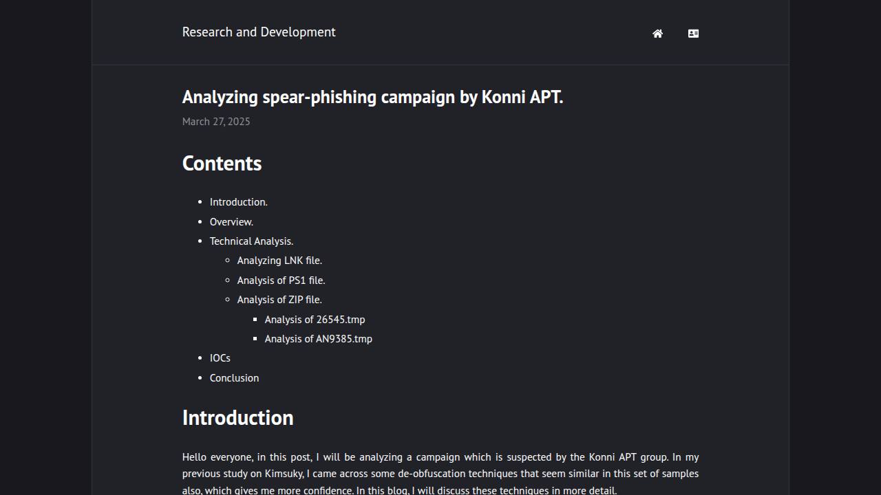 Thumbnail for Analyzing spear-phishing campaign by Konni APT
