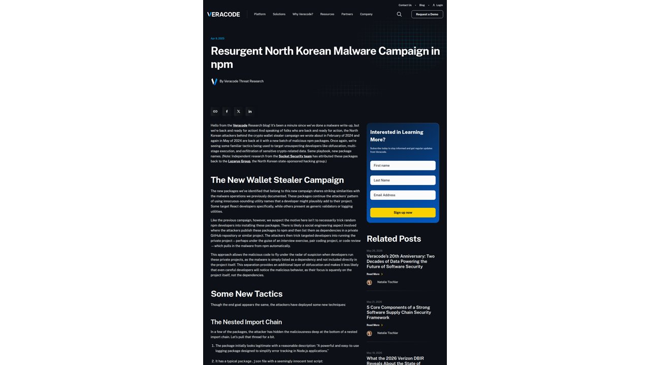 Thumbnail for Resurgent North Korean Malware Campaign in npm