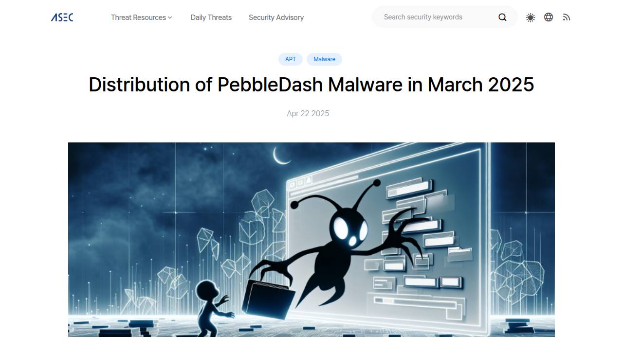Thumbnail for Distribution of PebbleDash Malware in March 2025