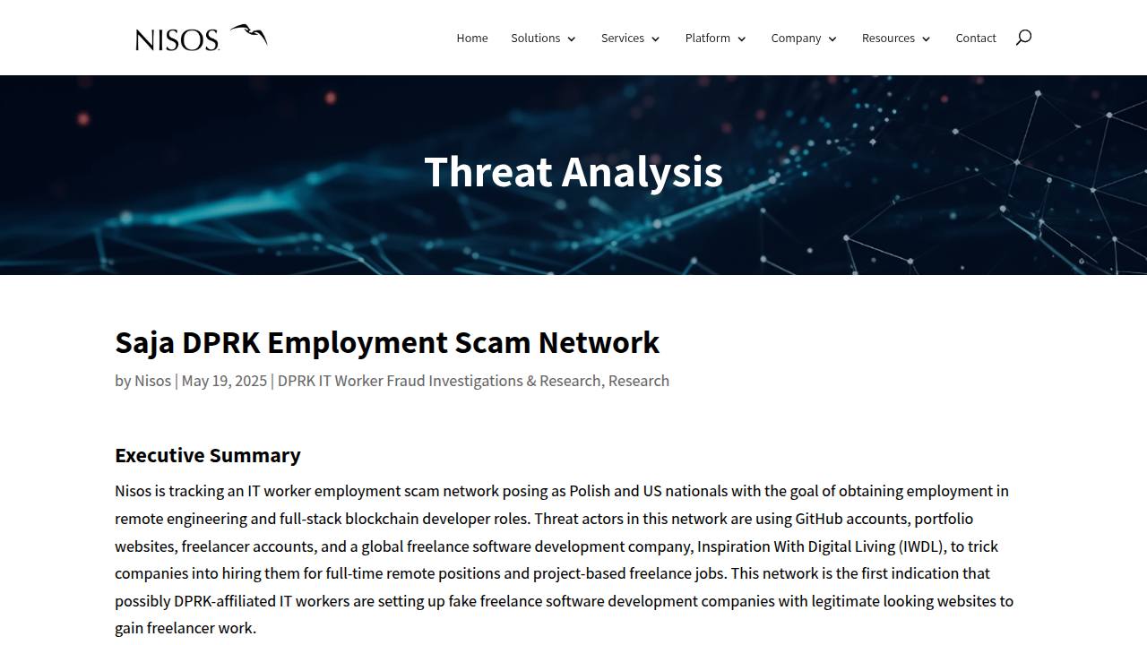 Thumbnail for DPRK Employment Scam Network Targets Remote Tech Jobs