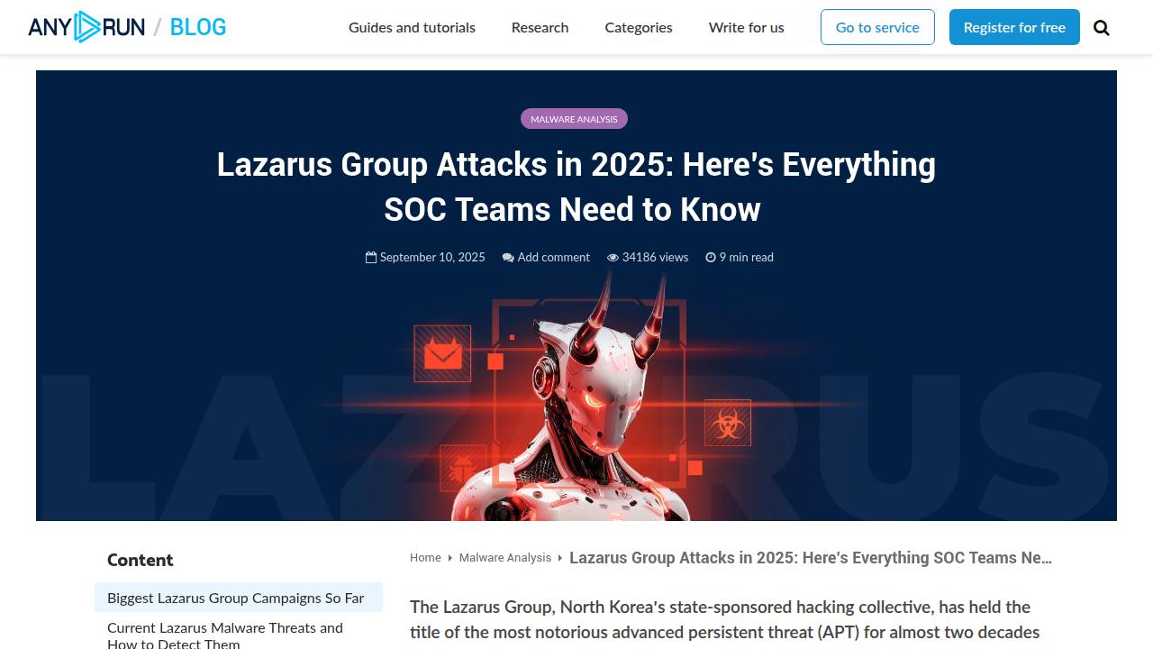Thumbnail for Lazarus Group Attacks in 2025: Overview for SOC Teams