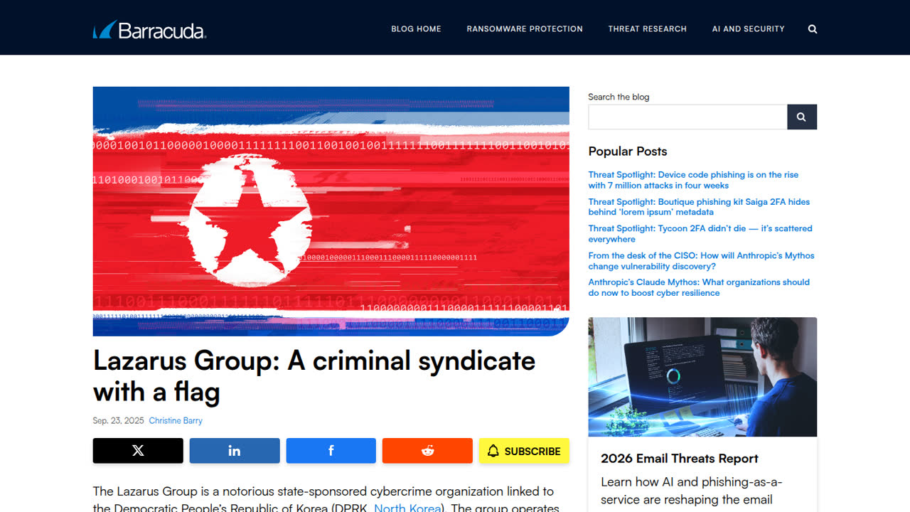 Thumbnail for Lazarus Group: A criminal syndicate with a flag