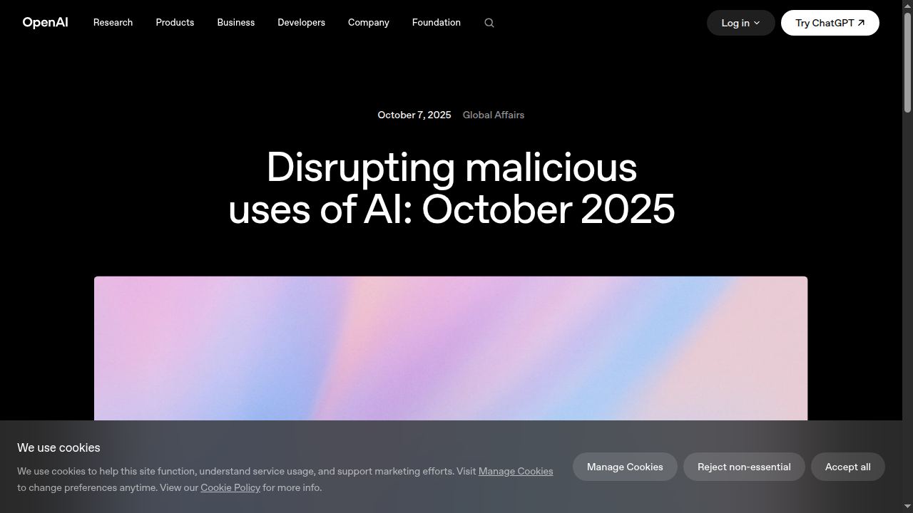 Thumbnail for Disrupting malicious uses of AI: October 2025