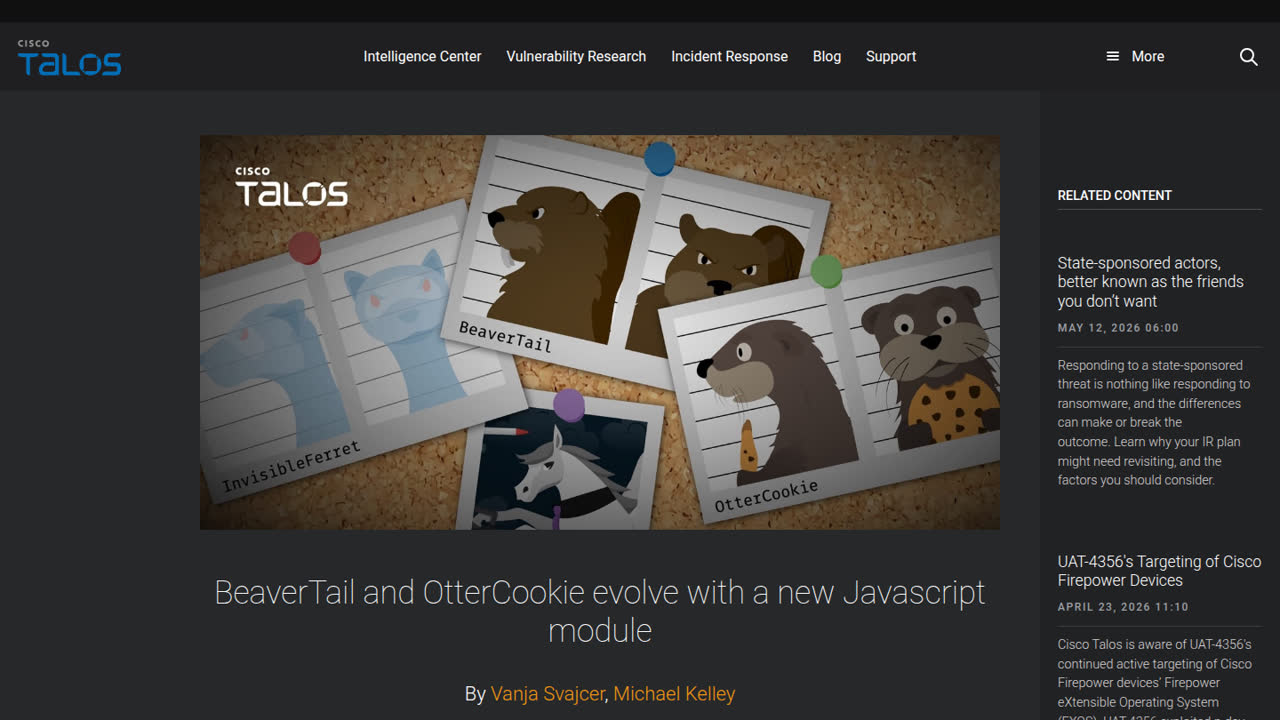 Thumbnail for BeaverTail and OtterCookie evolve with a new Javascript module