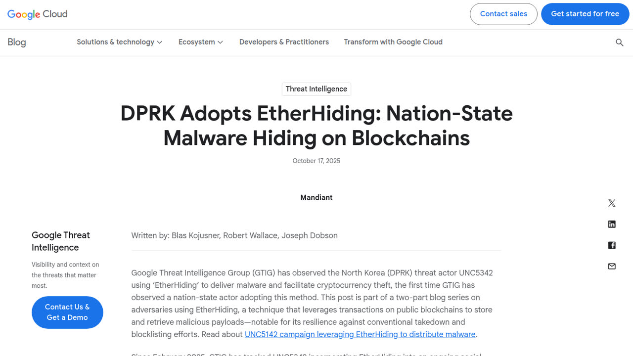 Thumbnail for DPRK Adopts EtherHiding: Nation-State Malware Hiding on Blockchains