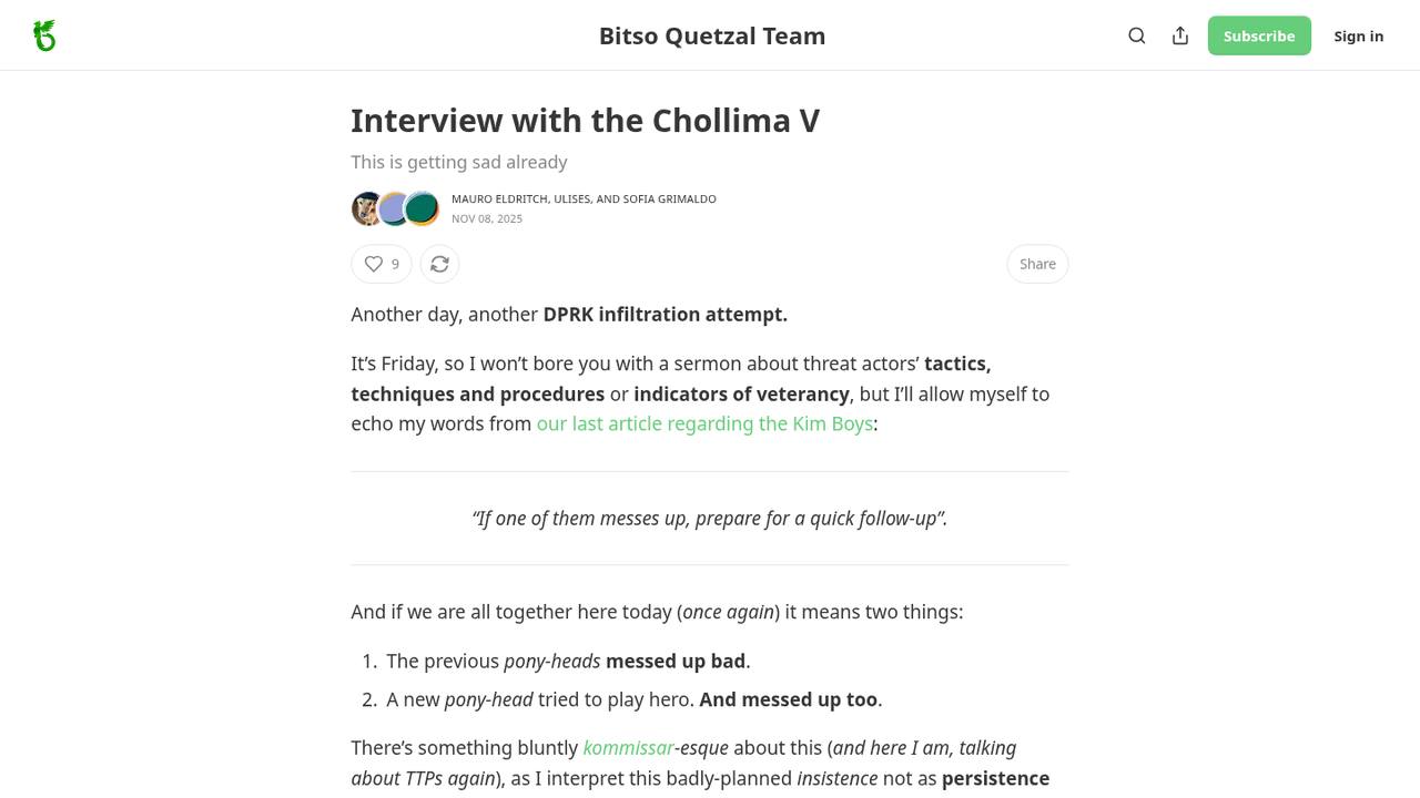 Thumbnail for Interview with the Chollima V