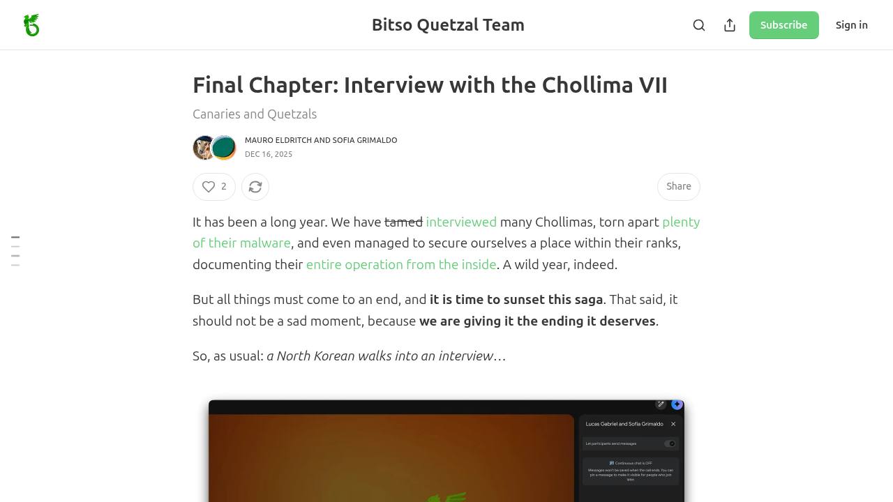 Thumbnail for Final Chapter: Interview with the Chollima VII