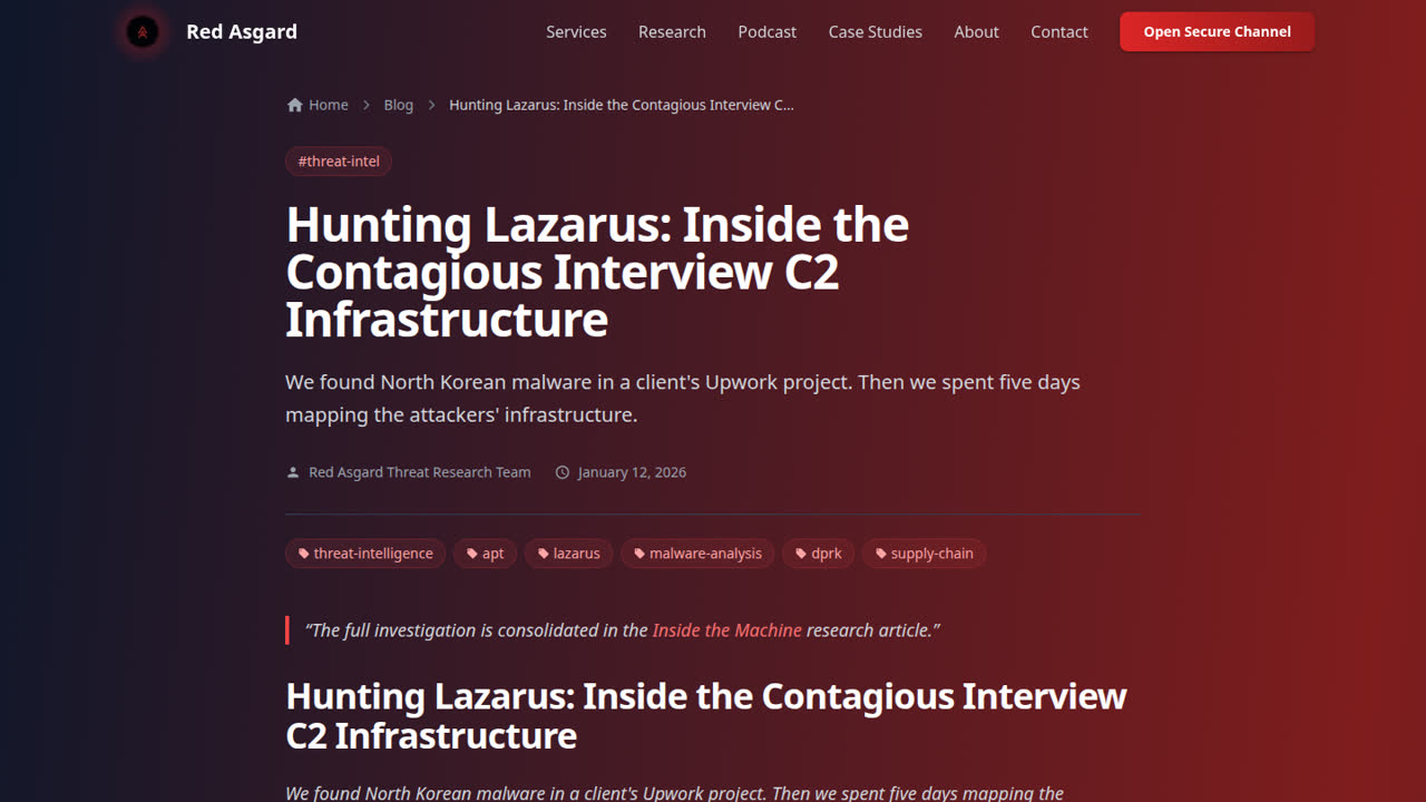 Thumbnail for Hunting Lazarus: Inside the Contagious Interview C2 Infrastructure