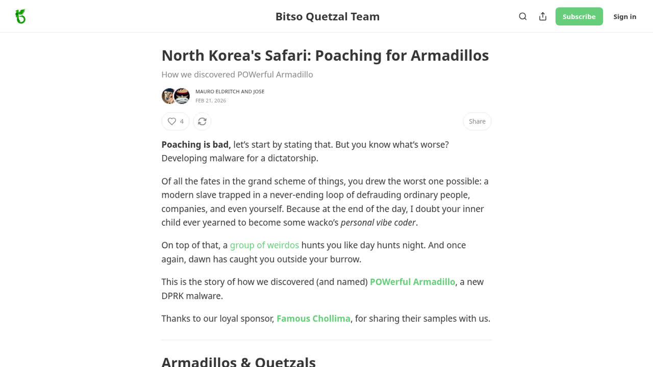 Thumbnail for North Korea's Safari: Poaching for Armadillos