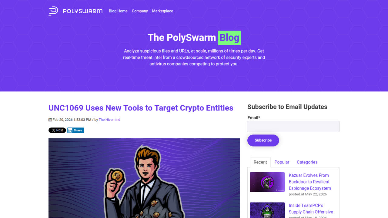 Thumbnail for UNC1069 Uses New Tools to Target Crypto Entities