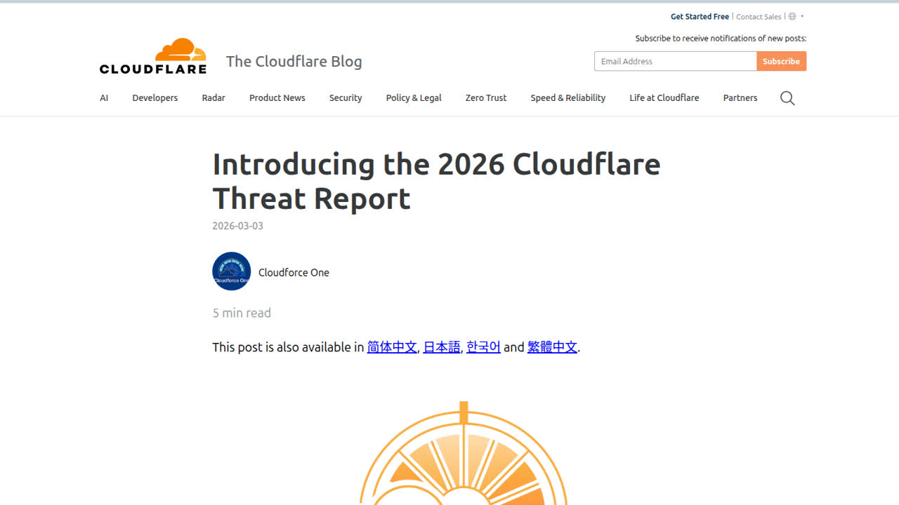 Thumbnail for Introducing the 2026 Cloudflare Threat Report