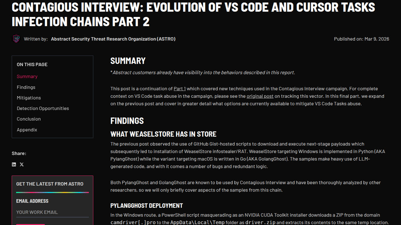 Thumbnail for Contagious Interview: Evolution of VS Code and Cursor Tasks Infection Chains Part 2