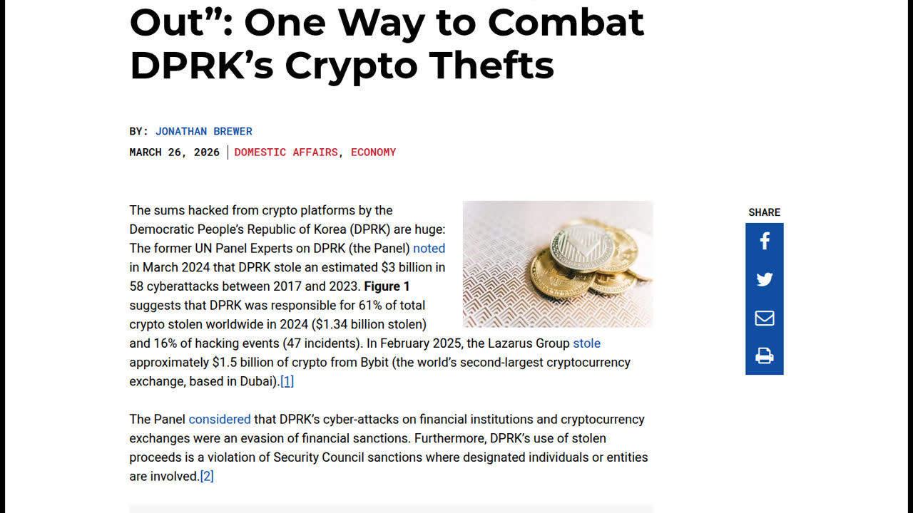 Thumbnail for A Focus On "Cashing Out": One Way to Combat DPRK's Crypto Thefts
