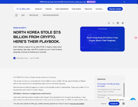 Thumbnail for North Korea Stole $7.5 Billion From Crypto. Here's Their Playbook.