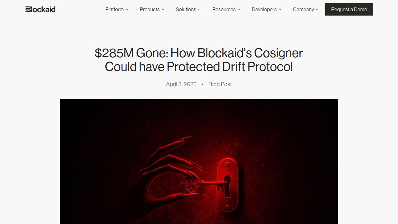 Thumbnail for $285M Gone: How Blockaid's Cosigner Could have Protected Drift Protocol
