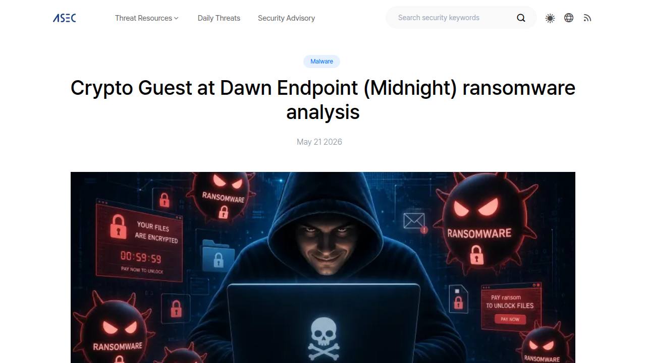Thumbnail for Crypto Guest at Dawn Endpoint (Midnight) ransomware analysis