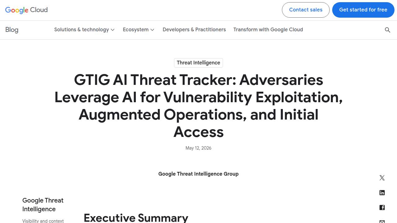 Thumbnail for GTIG AI Threat Tracker: Adversaries Leverage AI for Vulnerability Exploitation, Augmented Operations, and Initial Access