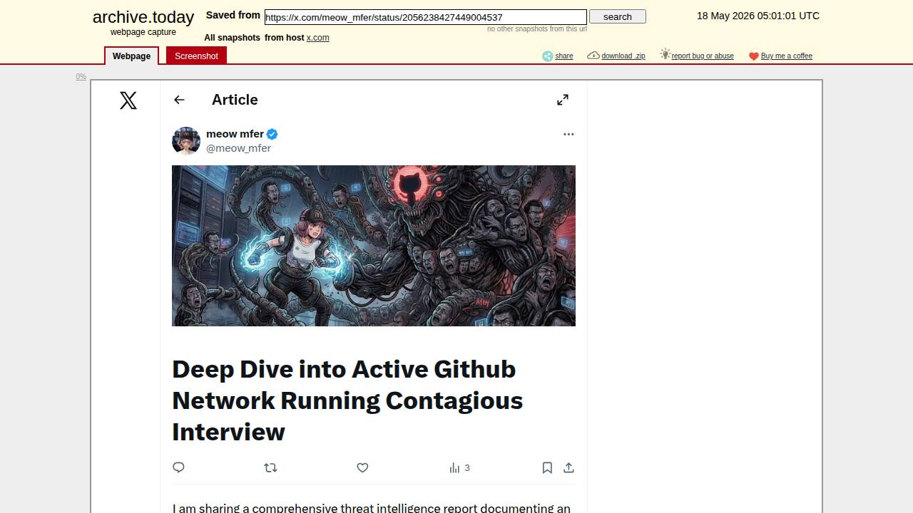 Thumbnail for Deep Dive into Active Github Network Running Contagious Interview