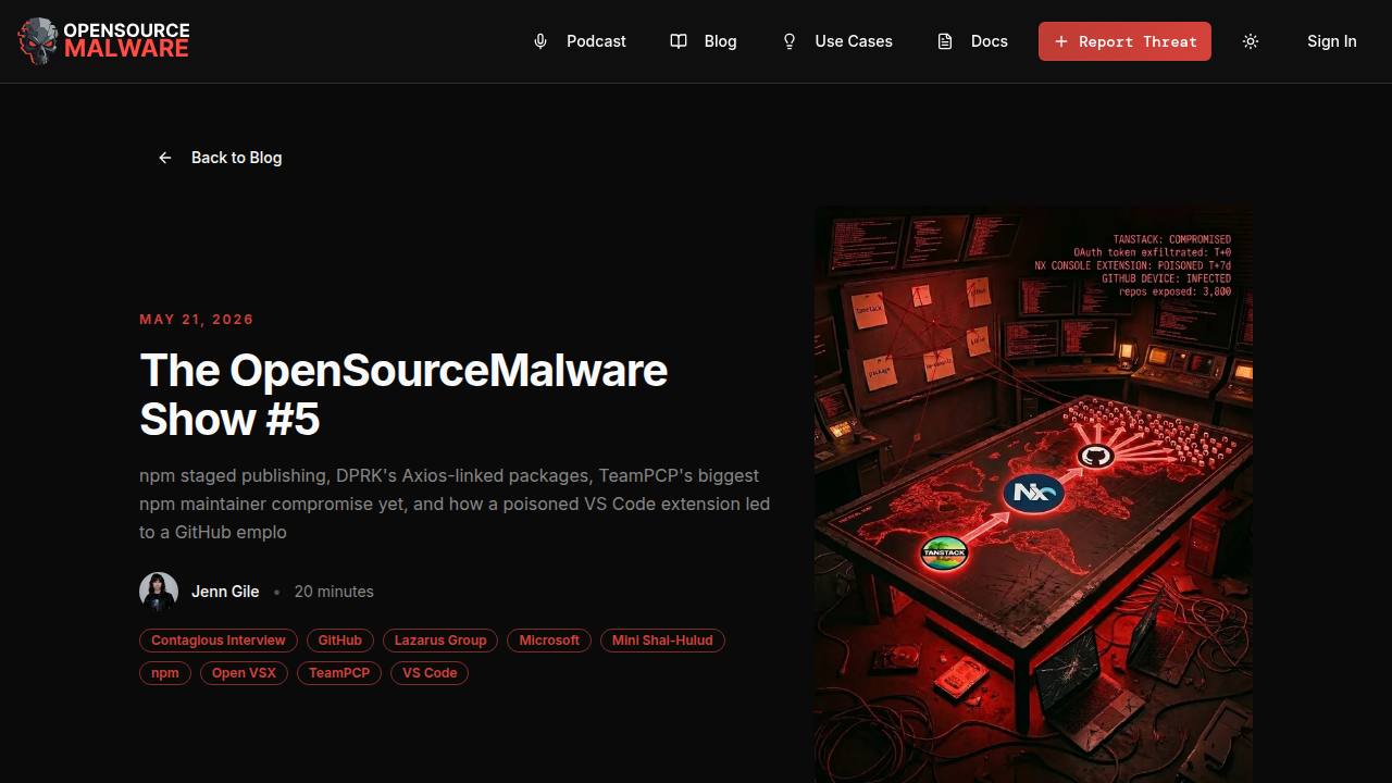 Thumbnail for The OpenSourceMalware Show #5