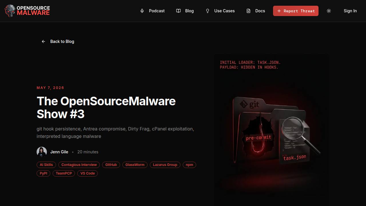 Thumbnail for The OpenSourceMalware Show #3