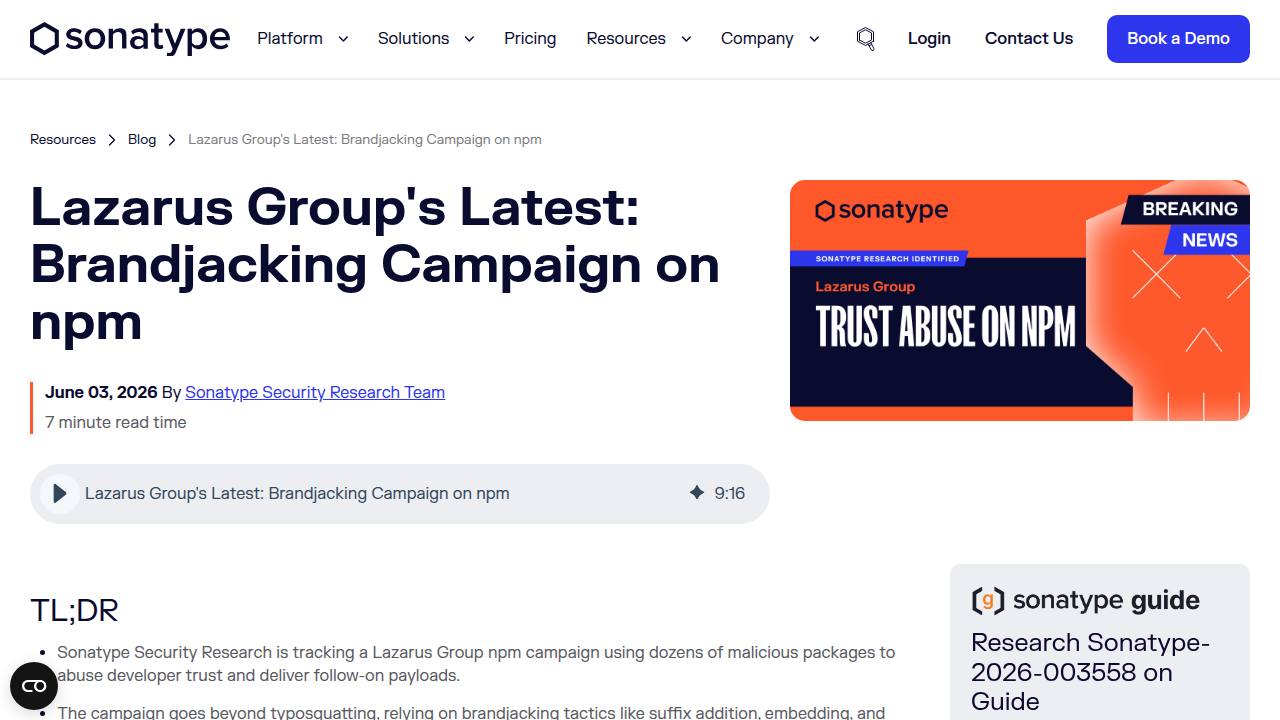 Thumbnail for Lazarus Group's Latest: Brandjacking Campaign on npm
