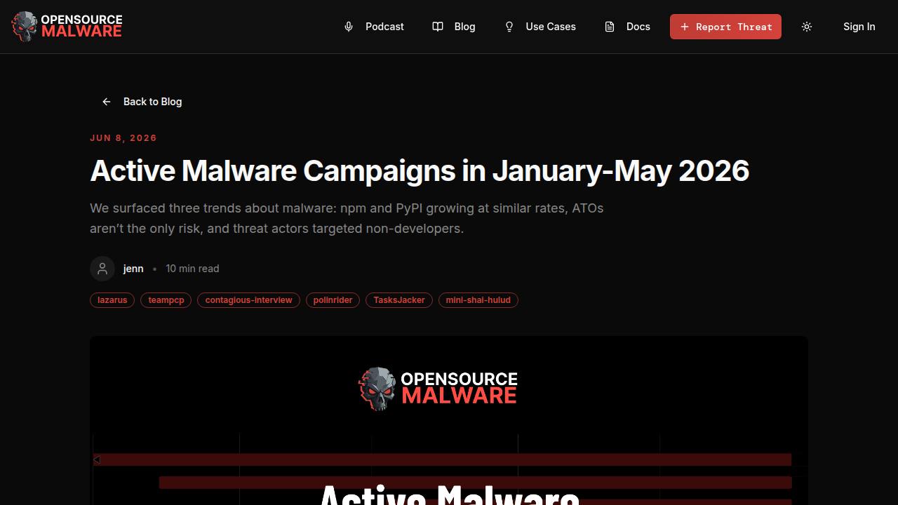 Thumbnail for Active Malware Campaigns in January-May 2026