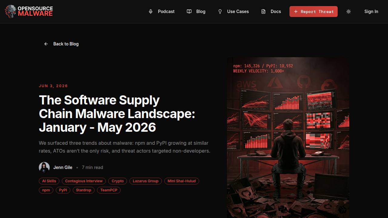 Thumbnail for The Software Supply Chain Malware Landscape: January - May 2026