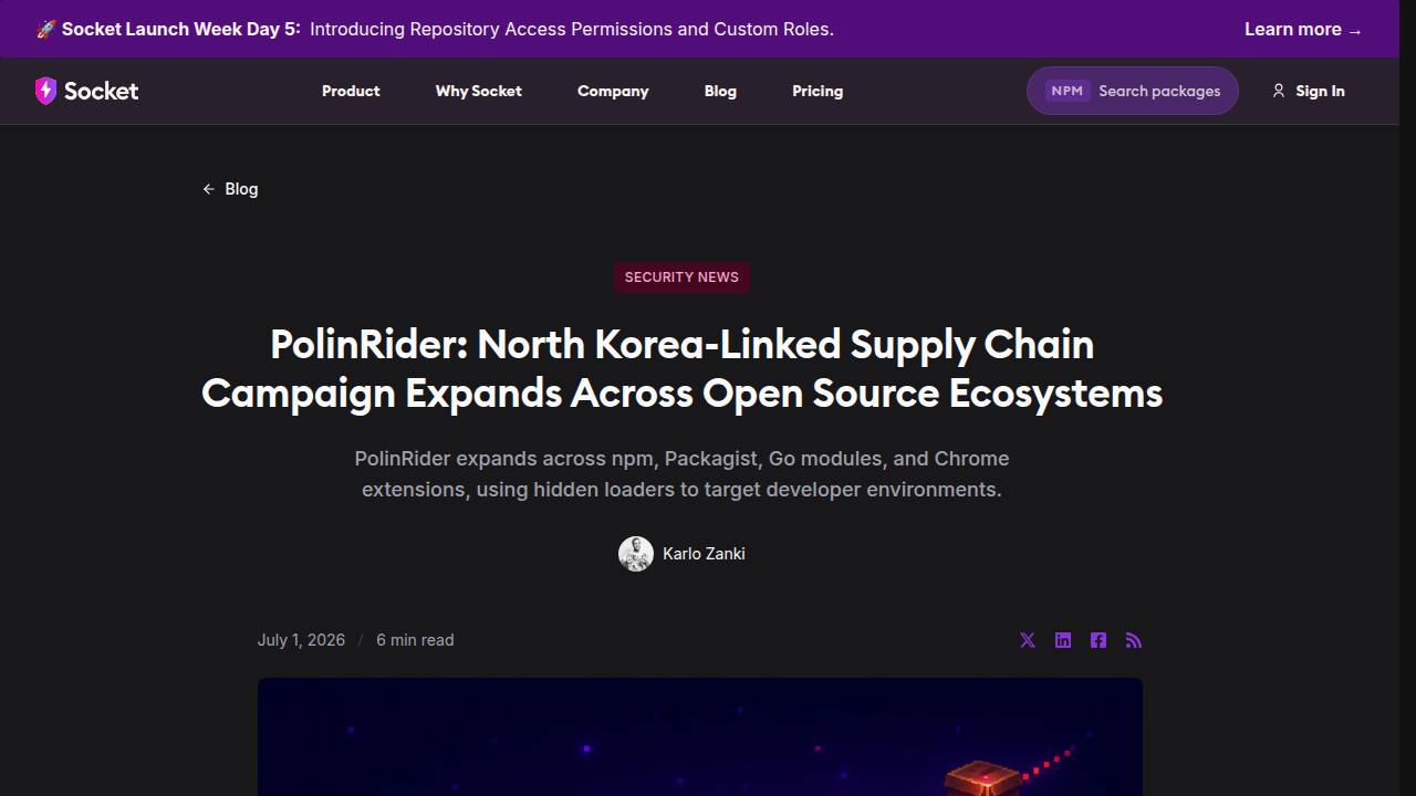 Thumbnail for PolinRider: North Korea-Linked Supply Chain Campaign Expands Across Open Source Ecosystems