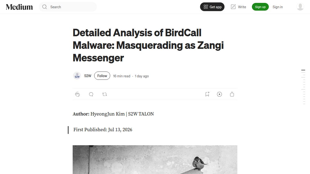 Thumbnail for Detailed Analysis of BirdCall Malware: Masquerading as Zangi Messenger