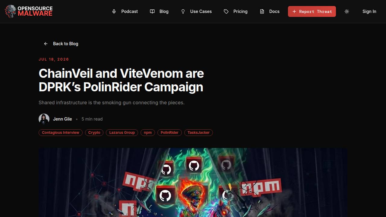 Thumbnail for ChainVeil and ViteVenom are DPRK’s PolinRider Campaign