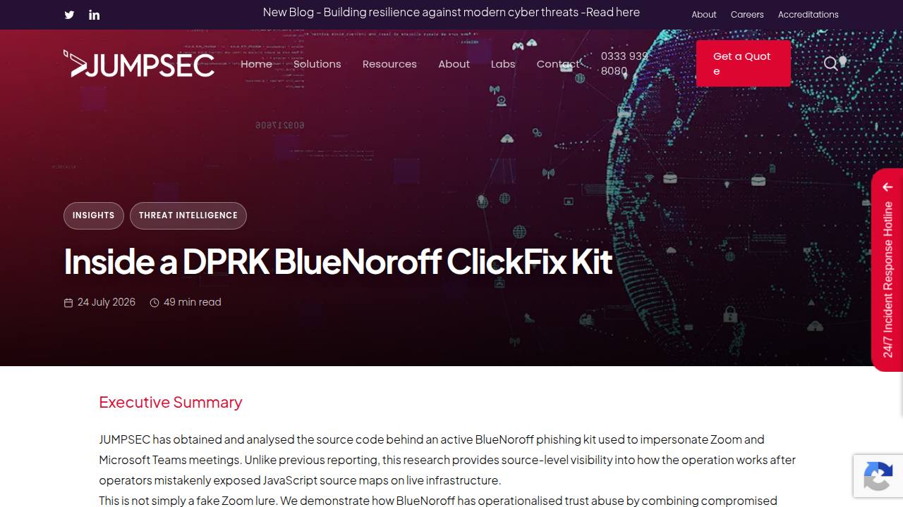 Thumbnail for Inside a DPRK BlueNoroff ClickFix Kit