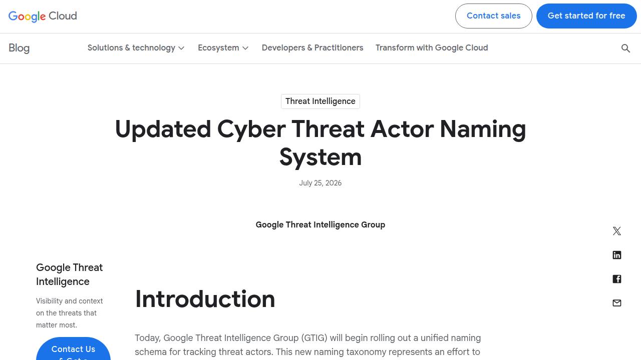 Thumbnail for Updated Cyber Threat Actor Naming System