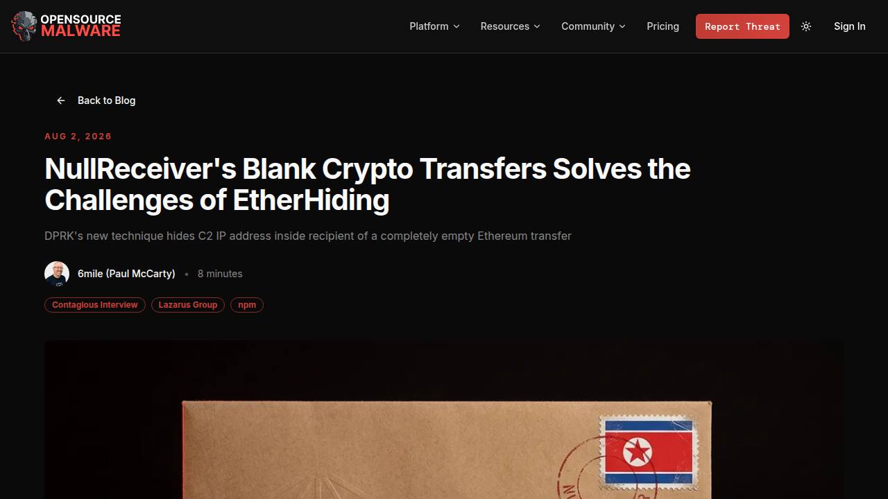 Thumbnail for NullReceiver's Blank Crypto Transfers Solves the Challenges of EtherHiding