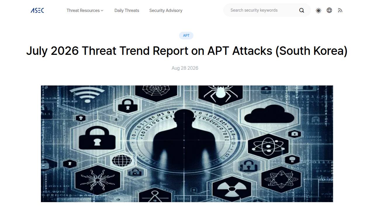Thumbnail for July 2026 Threat Trend Report on APT Attacks (South Korea)