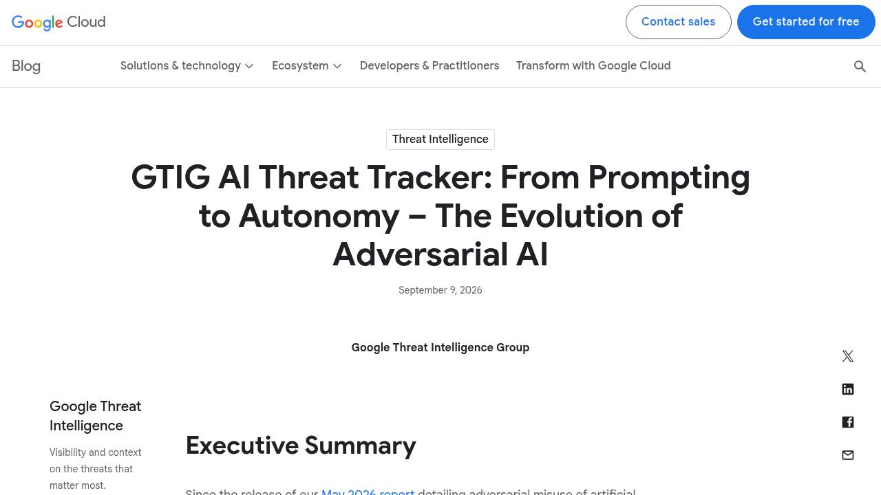 Thumbnail for GTIG AI Threat Tracker: From Prompting to Autonomy – The Evolution of Adversarial AI