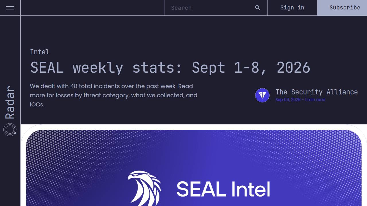 Thumbnail for SEAL weekly stats: Sept 1-8, 2026