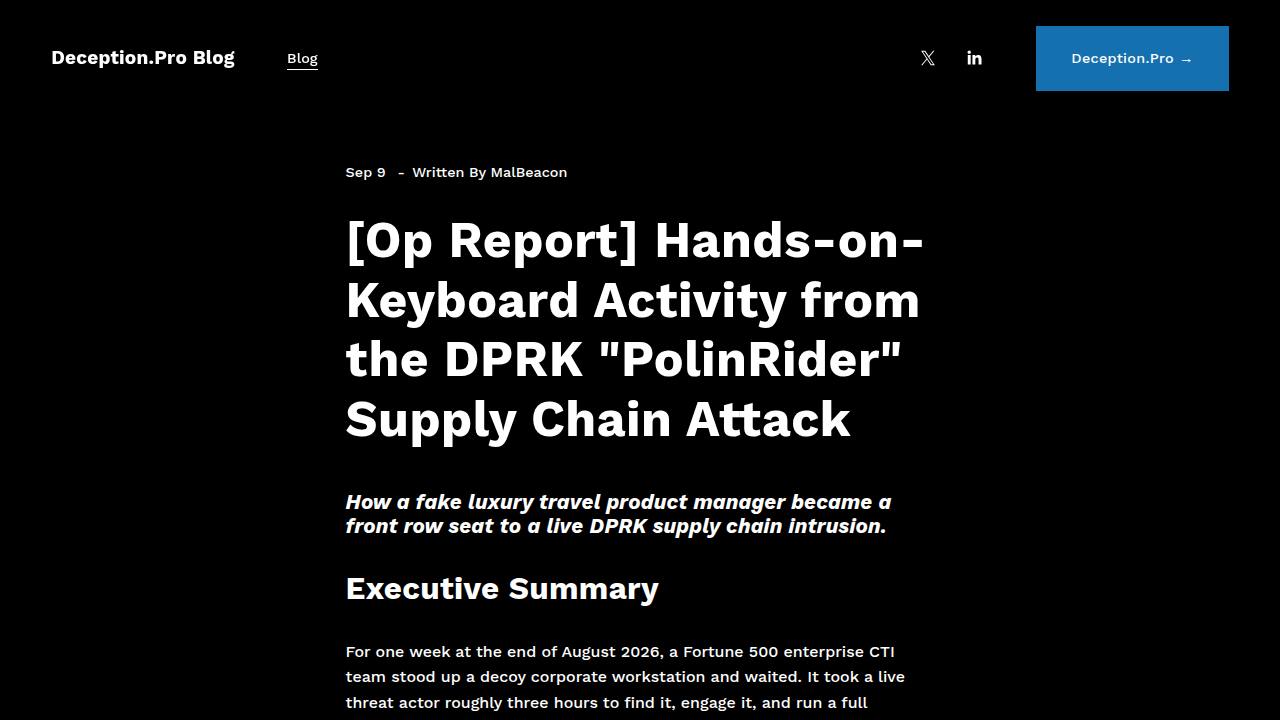 Thumbnail for Hands-on-Keyboard Activity from the DPRK "PolinRider" Supply Chain Attack